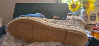 Alpargatas Cuña miMaO Beige/Azul Made in Spain
