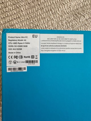 Mini PC GEEKOM A5 Ryzen 5 7430U 16GB RAM 512GB SSD