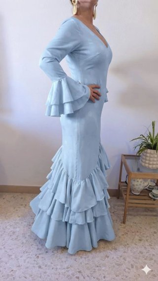 Traje Flamenca Celeste TODAS LAS TALLAS