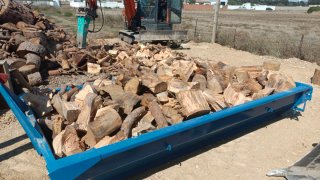Leña seca de pino para chimenea