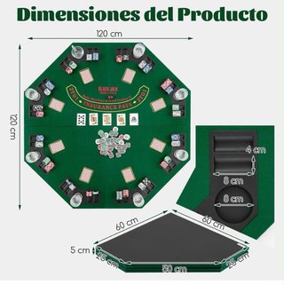 Mesa de póker plegable para 8 jugadores