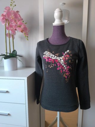 Sudadera Puma Gris con Estampado Floral