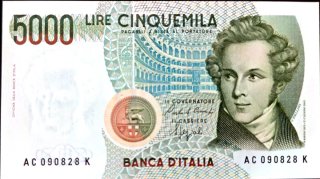 Billete 5000 Liras Italia 1985 Colección