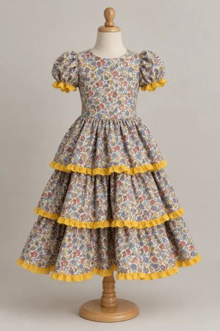 Vestido Flamenca Volantes Flores talla 6años