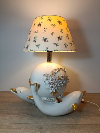 LÁMPARA VINTAGE DELFINES Y FLORES