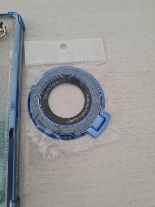 Funda móvil azul con cordón y anillo.Phone note 14