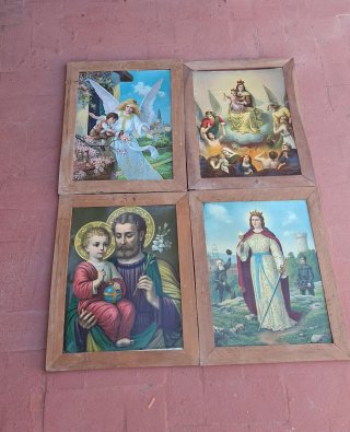 Lote 4 cuadros religiosos