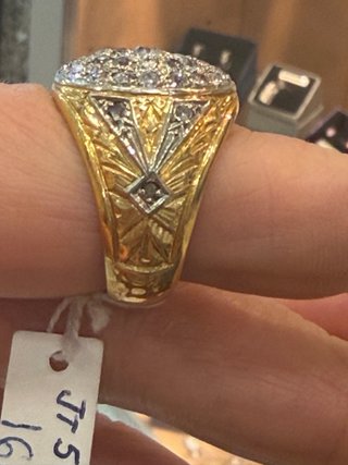 Anillo Caballero Oro Antiguo Diamantes