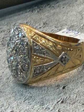 Anillo Caballero Oro Antiguo Diamantes