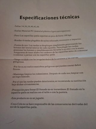 Zapatillas con ruedas Coca-Cola vintage T42