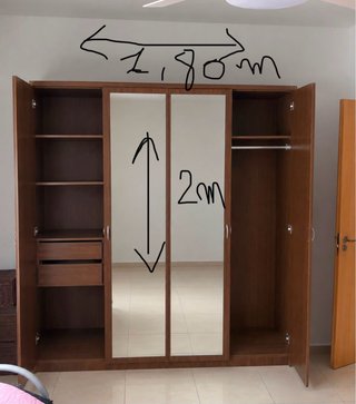 Armario 4 puertas madera con espejos
