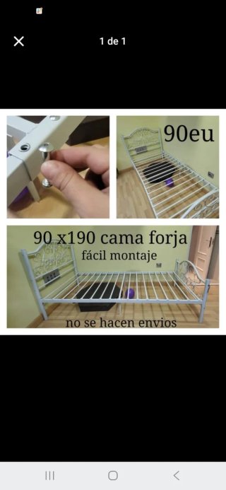 Cama de forja 90x190 fácil montaje