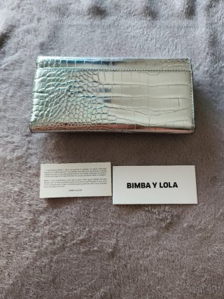Bimba y Lola Cartera Plateada Cocodrilo