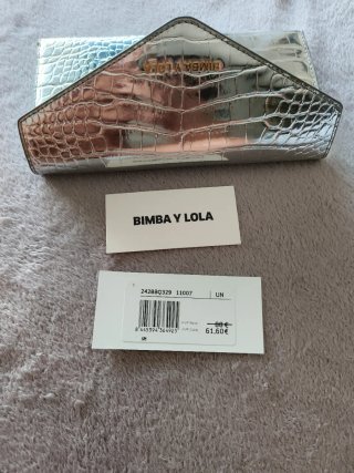Bimba y Lola Cartera Plateada Cocodrilo