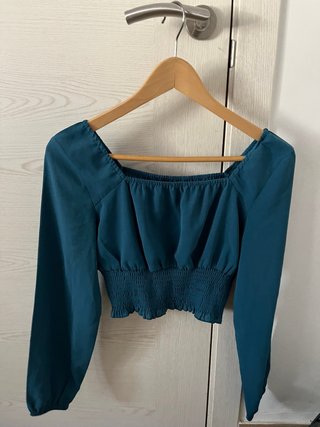 Blusa Shein manga larga escote cuadrado
