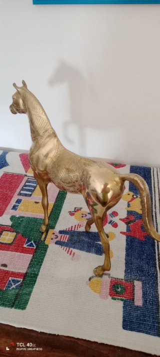 Grande statuetta cavallo in ottone