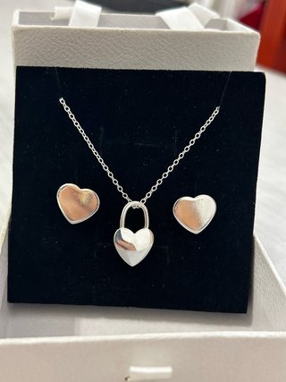 Parure Cuori Argento 925 Collana Orecchini
