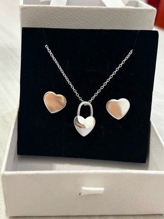 Parure Cuori Argento 925 Collana Orecchini