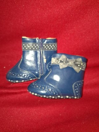 Scarpine neonato blu con fiocco
