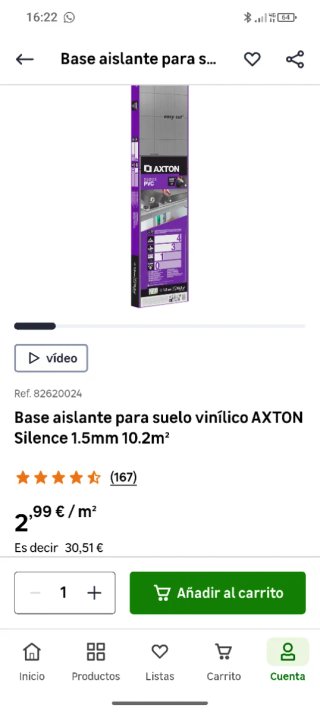 Base aislante suelo vinílico AXTON Silence