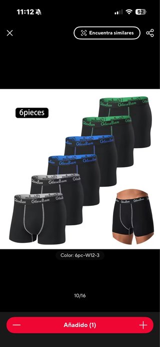 Boxers GlaseBan Negro 6 Unidades Algodón