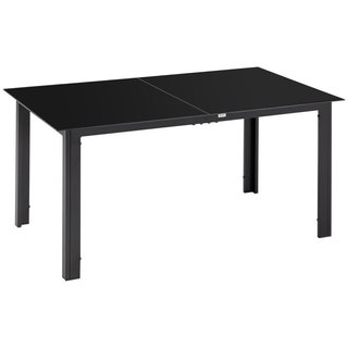 Mesa Jardín Aluminio Cristal 150x90cm Negra
