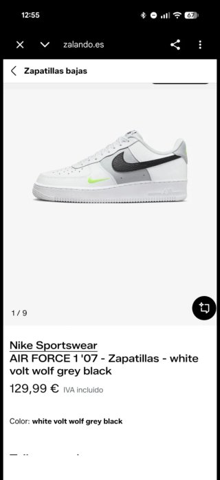 Nike Air Force 1 Talla 37.5