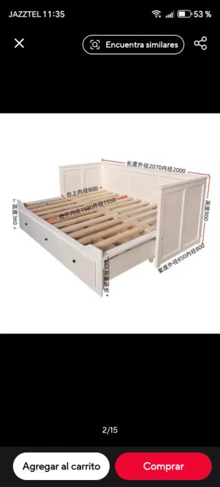 Cama infantil blanca con cajones