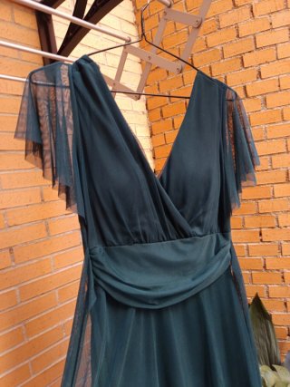 Vestido corto fiesta verde azulado
