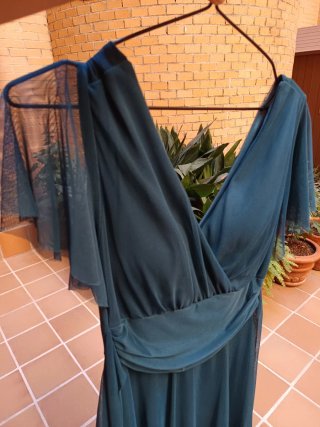 Vestido corto fiesta verde azulado