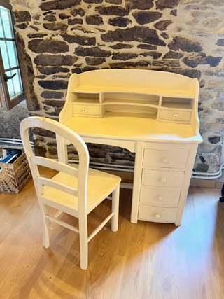 Escritorio y Silla Vintage Madera Maciza