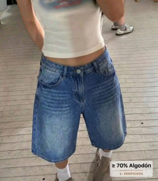 Bermuda vaquera azul mujer