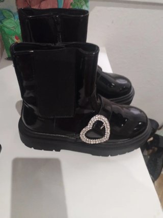 Botas Zara Niña Talla 37 Charol Corazón Brillante