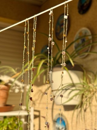 Pendientes largos crochet dorados y verdes