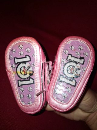 Scarpine neonato rosa con pois, n.17