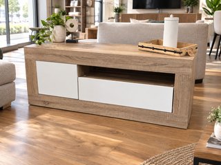 Mueble TV Salón Madera y Blanco