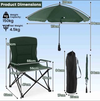 Costway Silla de camping con sombrilla ajustable