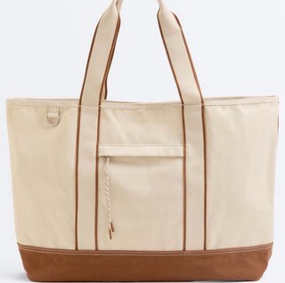 Bolso Shopper Lona Beige y Marrón