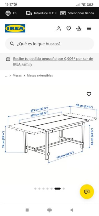Mesa extensible Nordviken Ikea 152/223 cm