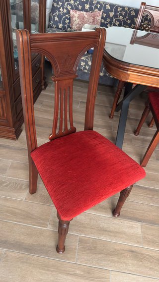 Juego 6 Sillas Madera Maciza Acolchadas