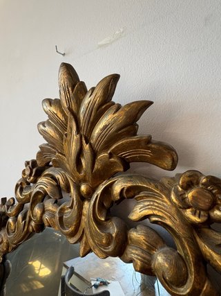 Espejo Antiguo Dorado Tallado