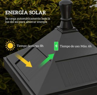 Farol Solar Jardín 6h Autonomía