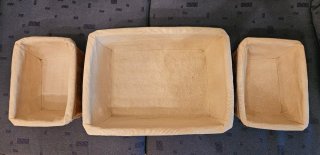 3 Cestas Mimbre Forradas de Tela Beige.