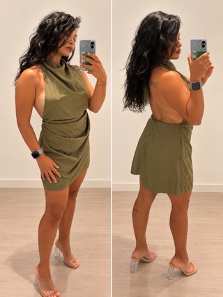 Vestido corto verde oliva