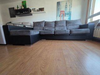 Sofá Chaise Long gris y negro