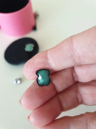 Pendientes Oso Verde y Plateado