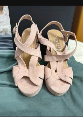 Sandalias rosa pastel tacón plataforma talla 36