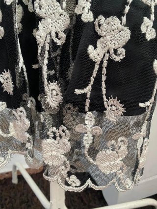 Vestido Negro Encaje Blanco Boda Cóctel