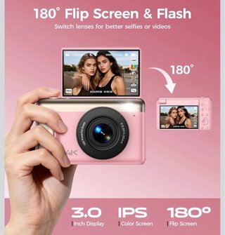 Cámara Digital 4K Rosa
