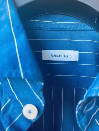 Camisa de Pedro del Hierro Azul de Rayas Rebajada